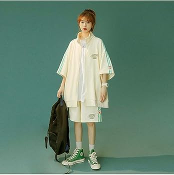 Amazon | [D.IIZOO] 春夏 半袖ジャージ レディーズ 上下セットアップ